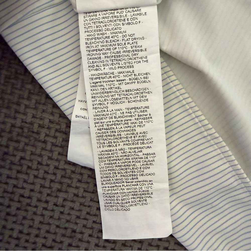 Giorgio Armani Striped Dress Shirt Blue White 42 16.5 Long Sleeve Button Down - Picture 8 of 14